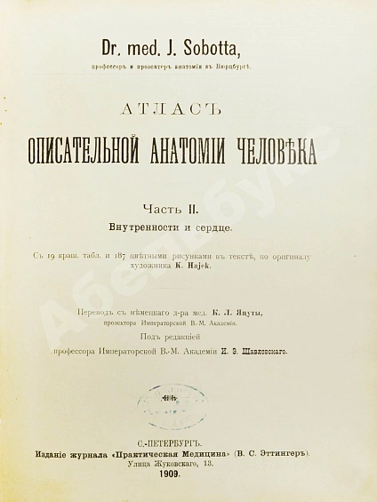 Антикварная книга Соботта, Й. Атлас описательной анатомии человека — , 1909-1912 дополнительное фото 4