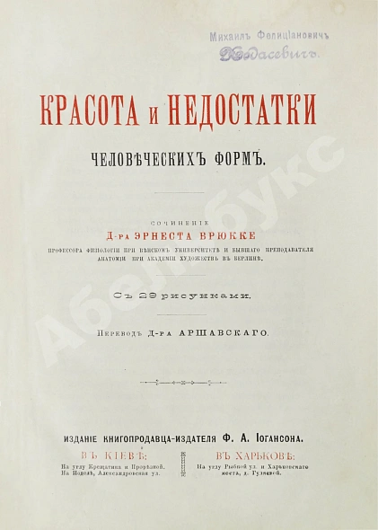 Антикварная книга Брюкке, Э. Красота и недостатки человеческих форм — Брюкке Эрнст, 1893 дополнительное фото 3