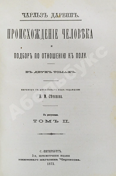 Антикварная книга Дарвин, Ч. Происхождение человека и подбор по отношению к полу — , 1873-1874 дополнительное фото 3