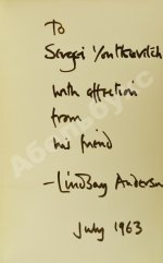 [автограф Линдсея Андерсона Сергею Юткевичу]