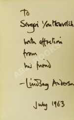 [автограф Линдсея Андерсона Сергею Юткевичу]