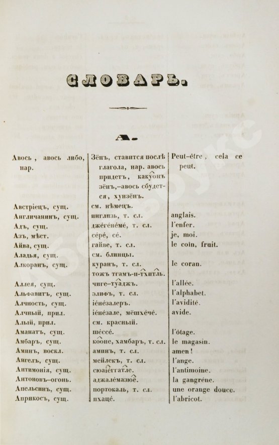 Словарь русско-черкесский или адигский, с краткой грамматикой сего последнего языка