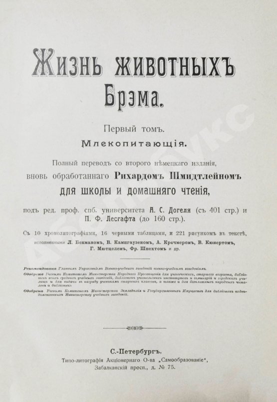 Антикварная книга Брэм, А. Жизнь животных Брэма