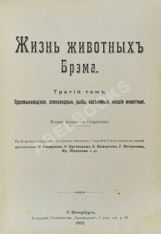 Антикварная книга Брэм, А. Жизнь животных Брэма