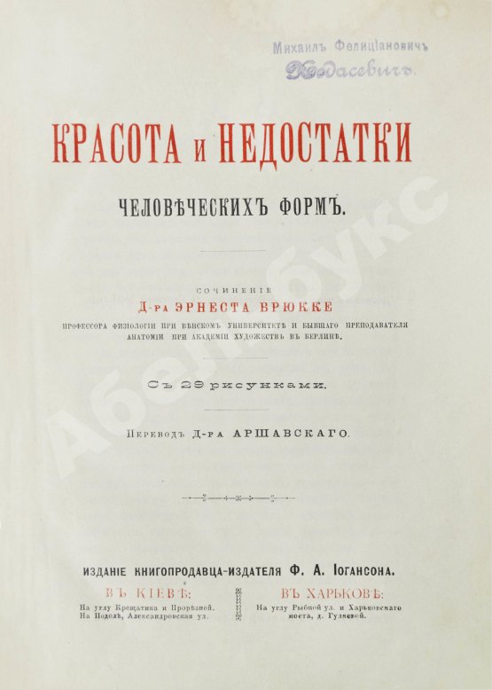 Антикварная книга Брюкке, Э. Красота и недостатки человеческих форм