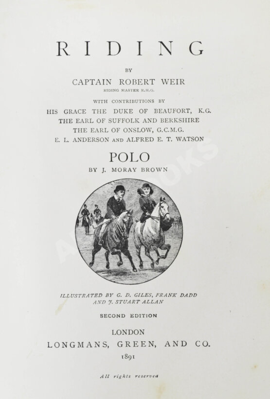 Антикварная книга Вейр, Р., Морей Браун, Дж. Верховая езда. Поло