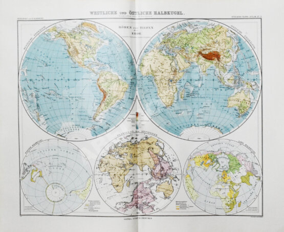 Stieler, A. Stielers Hand-Atlas. 100 Karten in Kupferstich mit 162 Nebenkarten