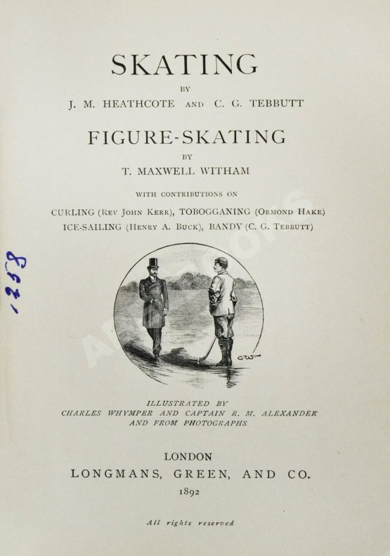 Антикварная книга Коньки. Фигурное катание. Кёрлинг. Тобогган. Буерный спорт. Бенди. Первое издание