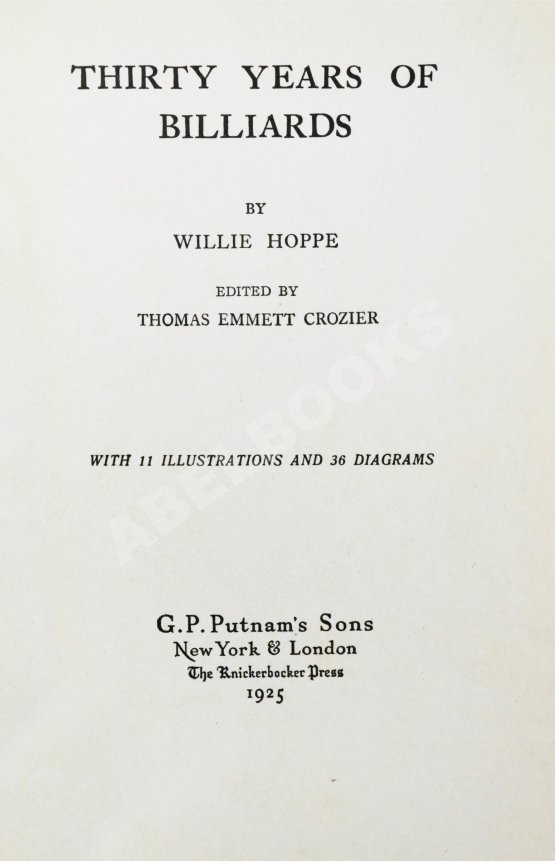 Первое/Прижизненное издание Hoppe, W. Thirty years of billiard. Первое издание