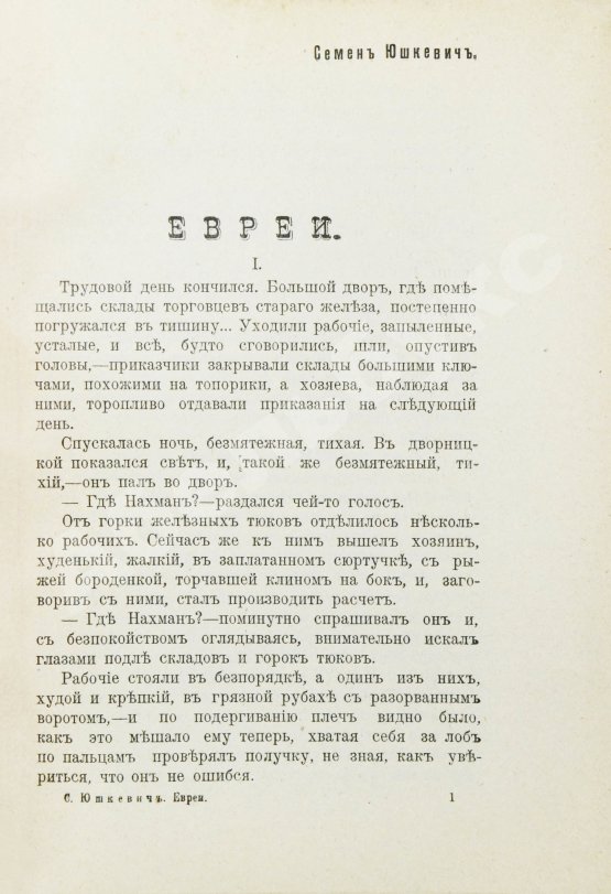 Антикварная книга Юшкевич, С.С. Евреи
