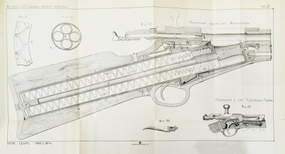 Антикварная книга Ховен, А.И. фон-дер. О значении быстрой стрельбы, о новейших образцах магазинных ружей и приборах для ускорения ружейной стрельбы