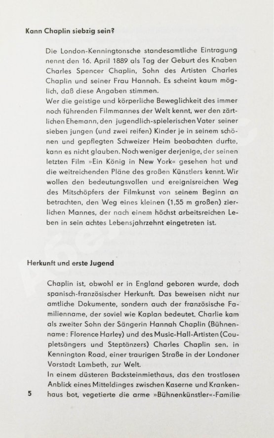 Антикварная книга [автограф Чарли Чаплина] Schnog, K. Charlie Chaplin. Filmgenie und Menschenfreund