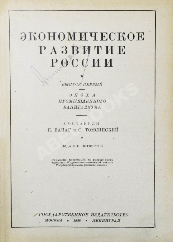 Антикварная книга Ванаг, Н.Н., Томсинский, С.Г. Экономическое развитие России