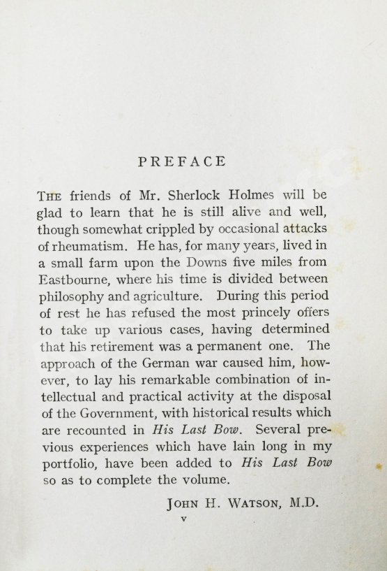 Первое/Прижизненное издание Conan Doyle, A. His Last Bow. Первое издание