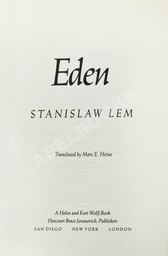 Первое/Прижизненное издание Lem, S. Eden. Первое американское издание