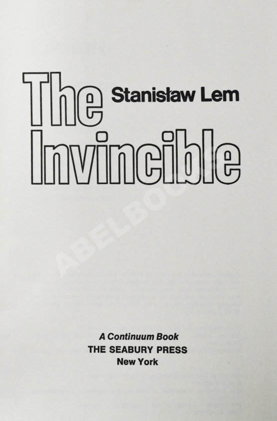 Первое/Прижизненное издание Lem, S. The Invincible. Первое американское издание
