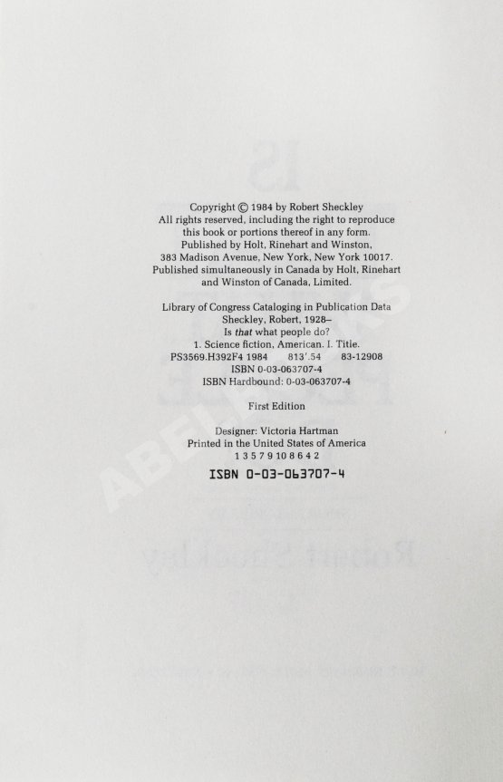 Первое/Прижизненное издание Sheckley, R. Is That What People Do? Первое издание
