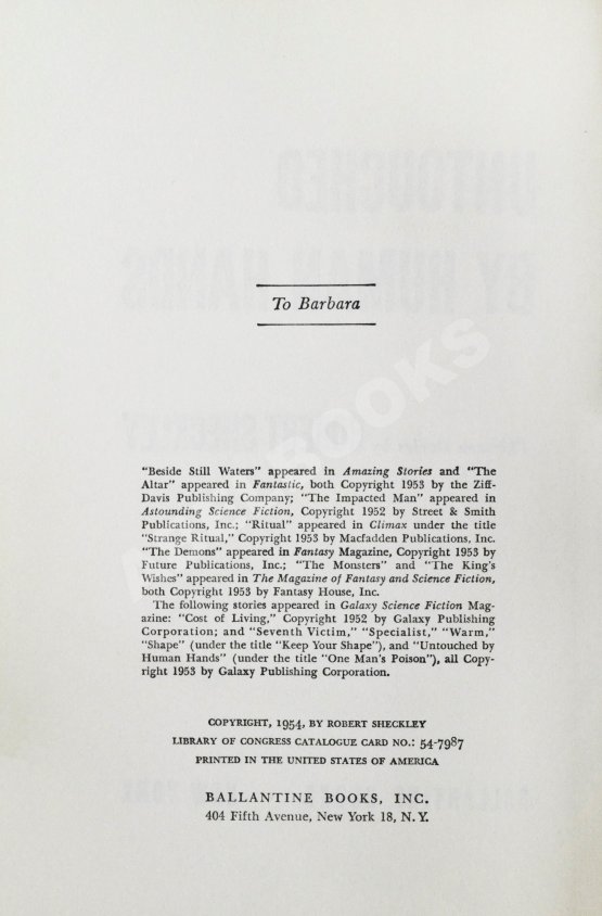 Первое/Прижизненное издание Sheckley, R. Untouched by Human Hands. Первое издание