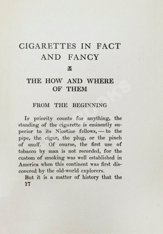 Антикварная книга Bain, J. Jr. Cigarettes in fact and fancy