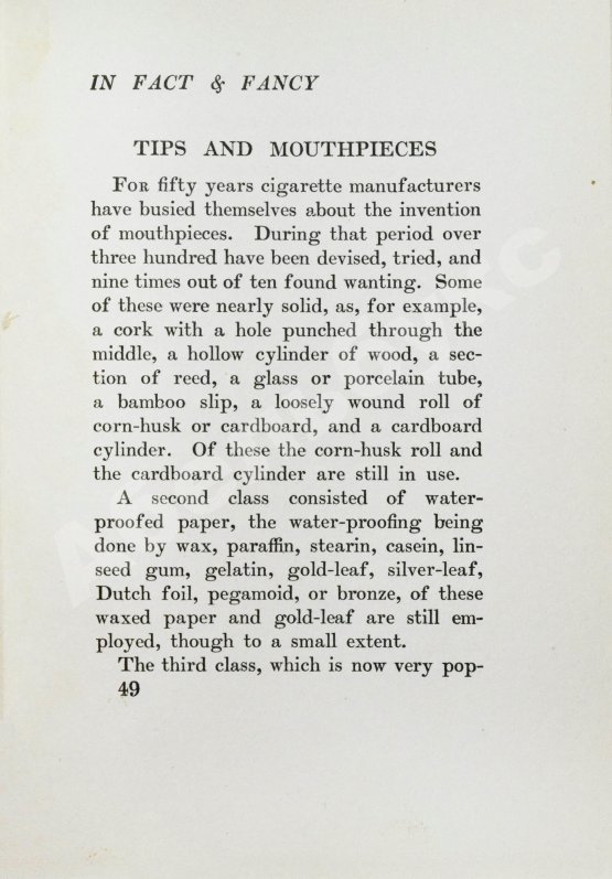 Антикварная книга Bain, J. Jr. Cigarettes in fact and fancy