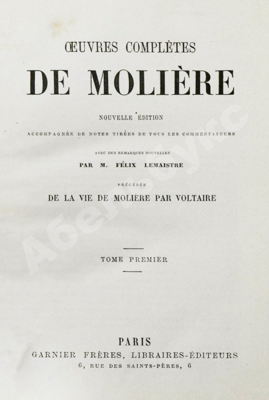Антикварная книга Moliere. Oeuvres completes De Moliere