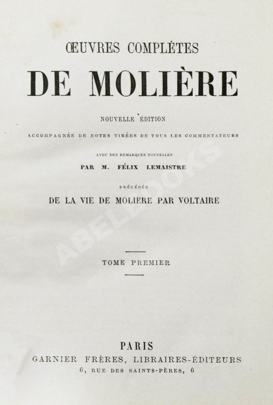 Антикварная книга Moliere. Oeuvres completes De Moliere