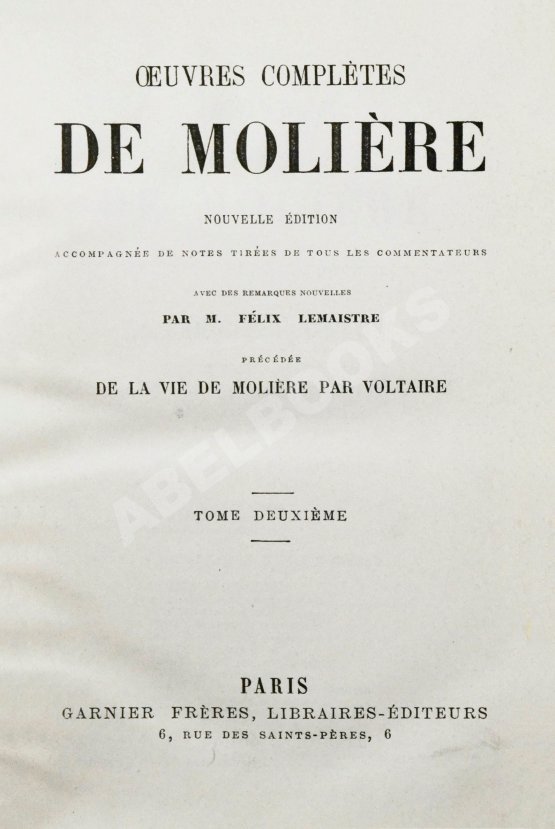 Антикварная книга Moliere. Oeuvres completes De Moliere