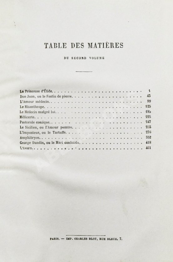 Антикварная книга Moliere. Oeuvres completes De Moliere