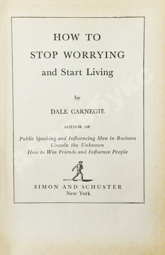 Антикварная книга Carnegie, D. How to Stop Worrying and Start Living