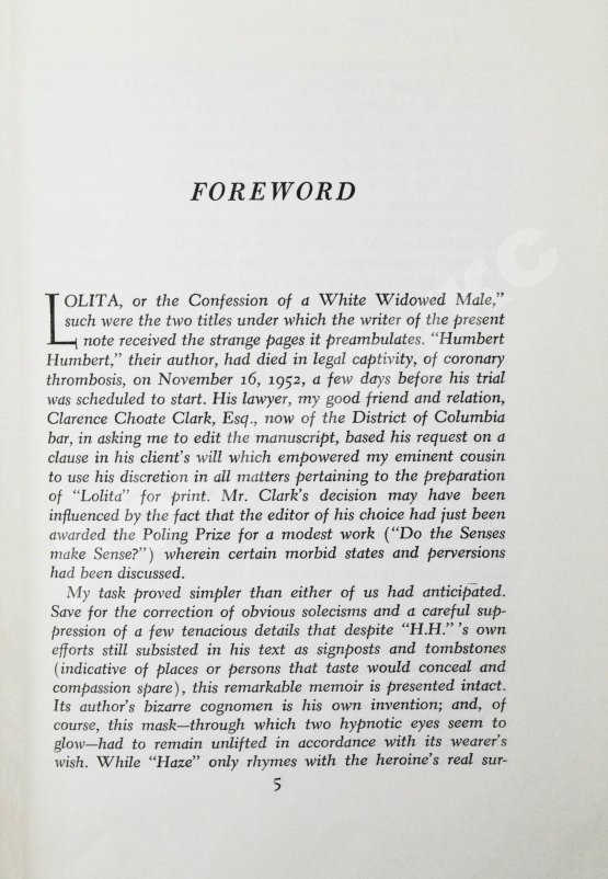 Первое/Прижизненное издание Nabokov, V. Lolita