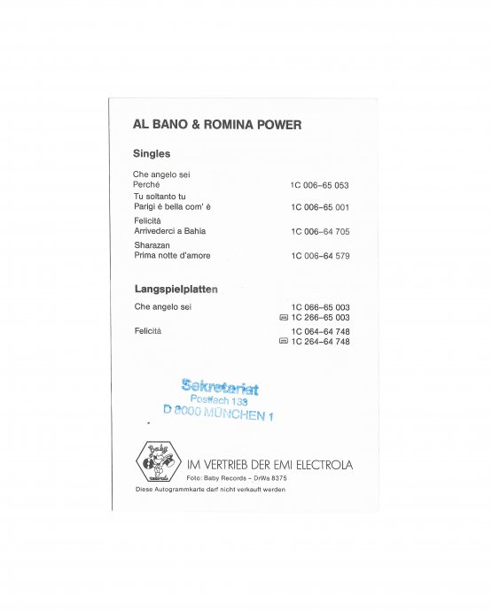 Ромина Пауэр и Альбано [автографы]