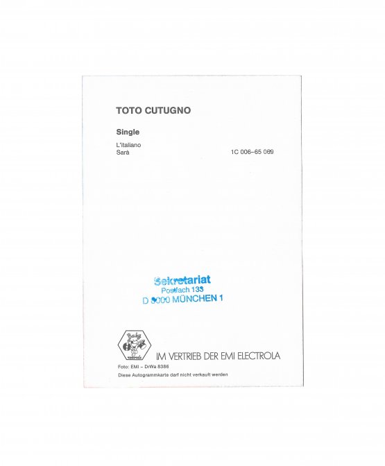 Тото Кутуньо [автограф]